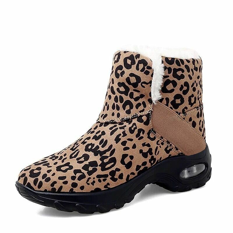 Warm Gefütterte Rutschfeste Damen-schneestiefel Mit Leopardenmuster Zum Hineinschlüpfen