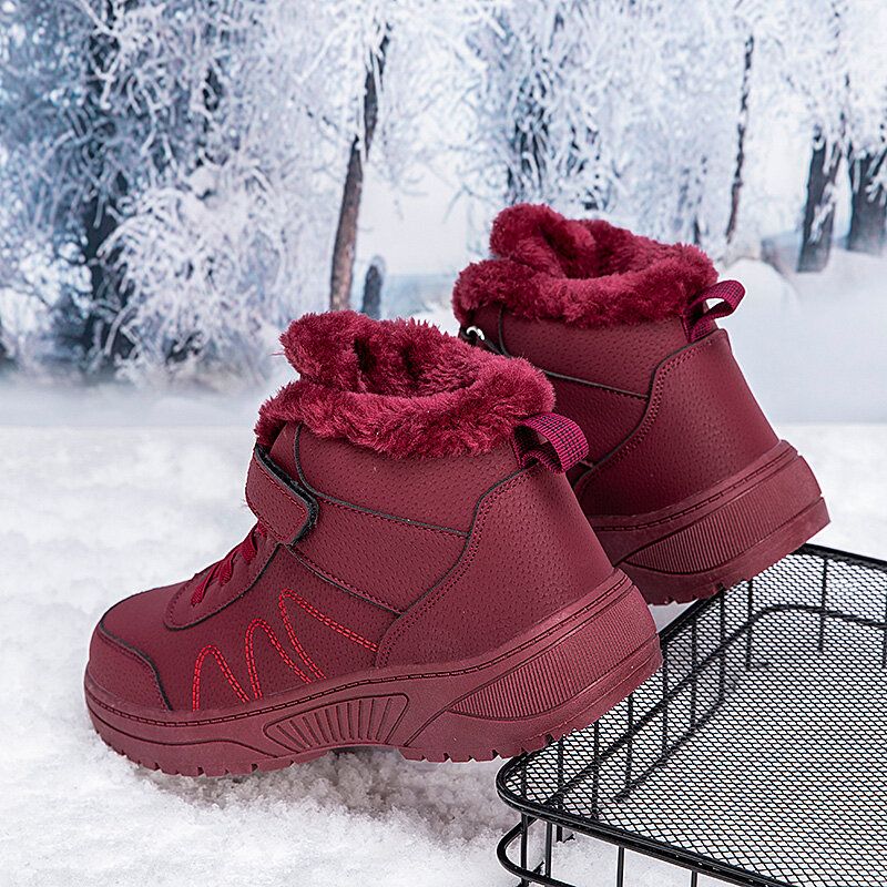 Warm Gefütterte Rutschfeste Kurze Schneestiefel Mit Klettverschluss Für Damen