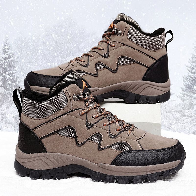 Warm Gefütterte Winter-wanderstiefel Aus Pu-leder Für Herren