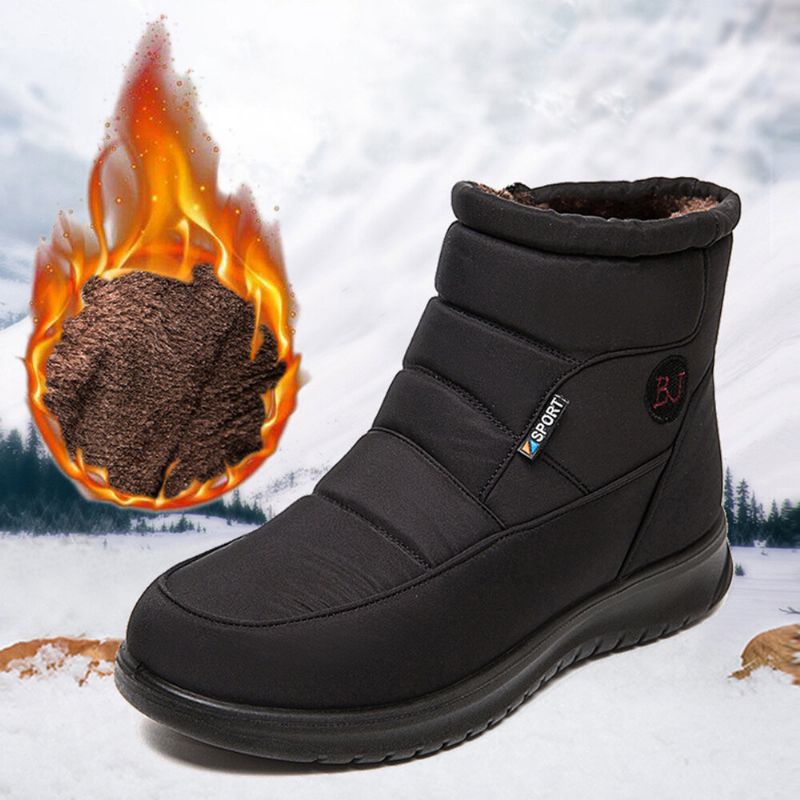 Warme Gefütterte Damen-schneestiefel Zum Hineinschlüpfen Und Aus Samt