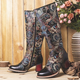 Warme Rutschfeste Casaul-stiefel Aus Rindsleder Mit Blumenmuster