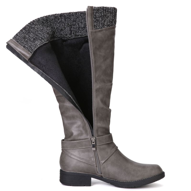 Warme Winterstiefel Aus Wolle Und Leder Für Damen Mit Bündchen Einfarbige Kniehohe Stiefel Mit Schnallengröße Und Reißverschluss