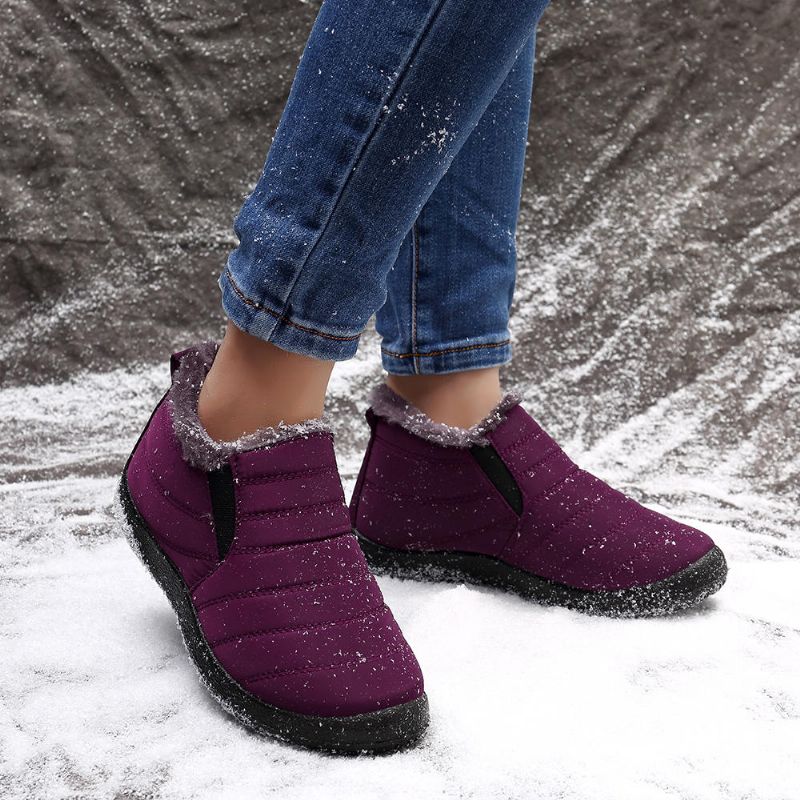 Wasserabweisende Warme Pelzgefütterte Lässige Schnee-slip-on-winterstiefeletten