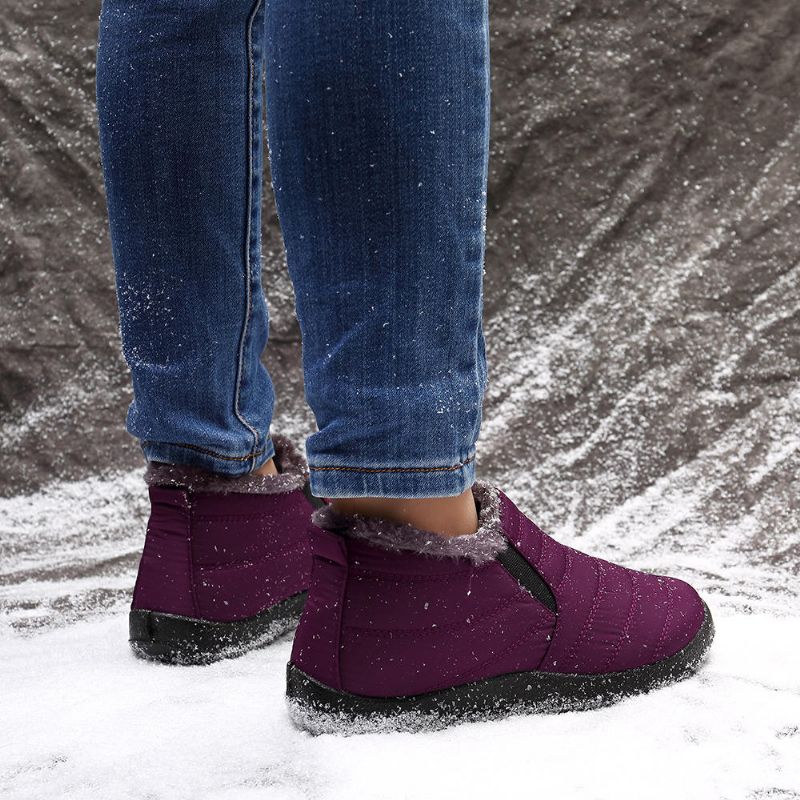 Wasserabweisende Warme Pelzgefütterte Lässige Schnee-slip-on-winterstiefeletten