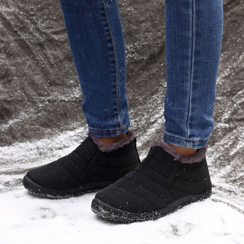 Wasserabweisende Warme Pelzgefütterte Lässige Schnee-slip-on-winterstiefeletten