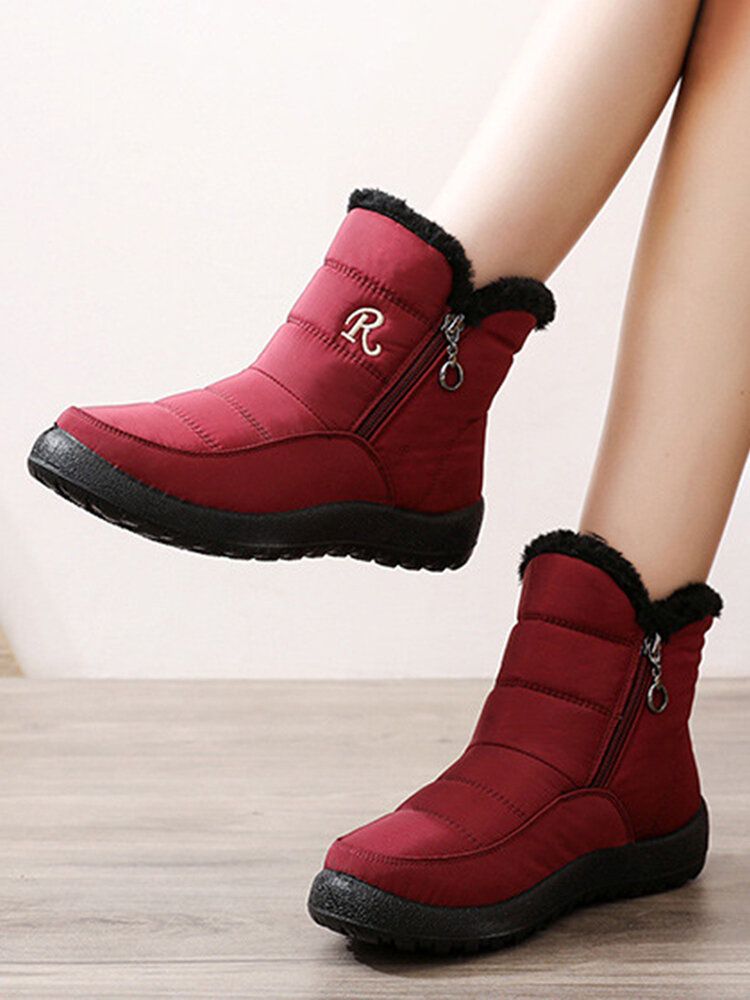 Wasserdichte Rutschfeste High-top-schneestiefel Mit Reißverschluss Für Damen In Übergröße