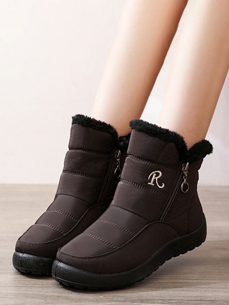 Wasserdichte Rutschfeste High-top-schneestiefel Mit Reißverschluss Für Damen In Übergröße