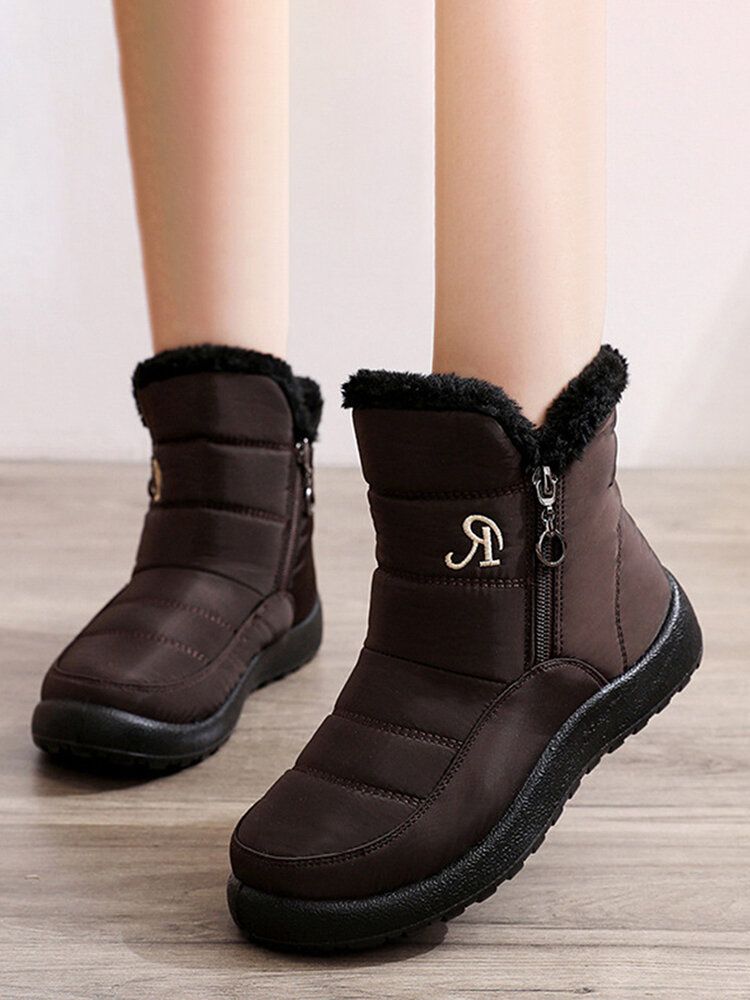 Wasserdichte Rutschfeste High-top-schneestiefel Mit Reißverschluss Für Damen In Übergröße