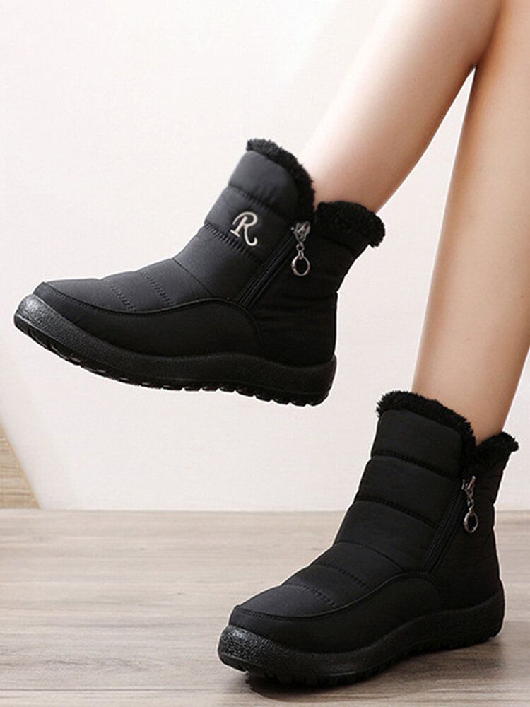 Wasserdichte Rutschfeste High-top-schneestiefel Mit Reißverschluss Für Damen In Übergröße