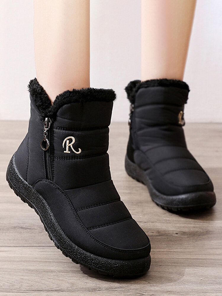 Wasserdichte Rutschfeste High-top-schneestiefel Mit Reißverschluss Für Damen In Übergröße