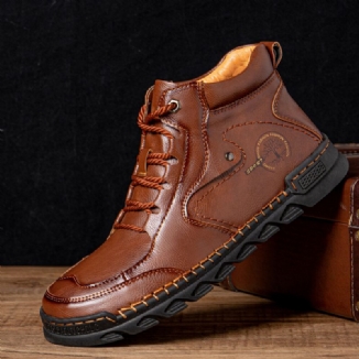 Weiche Lässige Stiefeletten Aus Mikrofaserleder Mit Retro-handnähten Für Herren