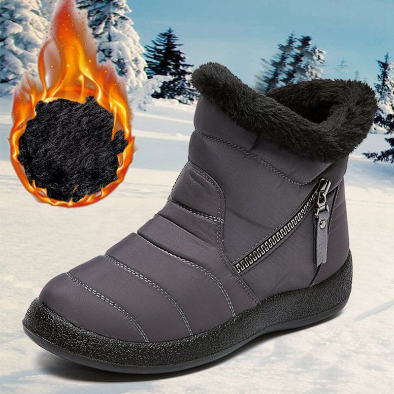 Weiche Warme Wasserdichte Und Rutschfeste Damen-schneestiefel Mit Rundem Zehenreißverschluss