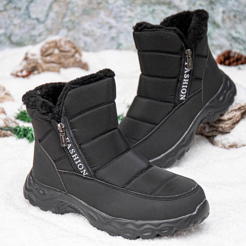 Winter Warm Gefütterte Outdoor-schneestiefel Mit Seitlichem Reißverschluss