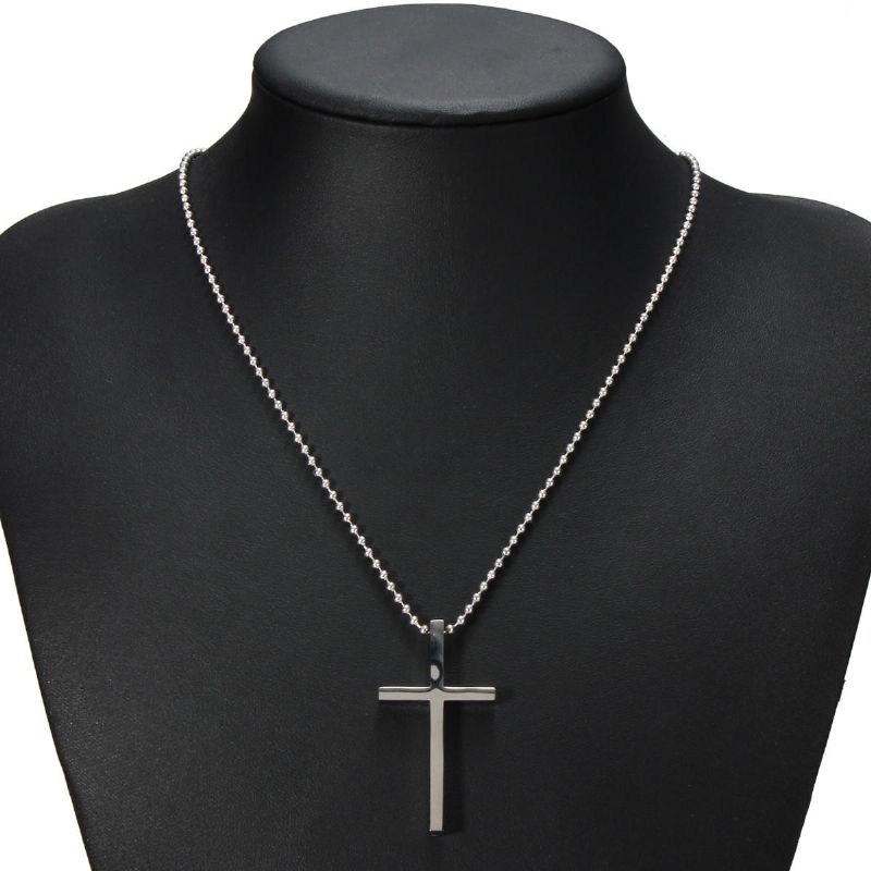 20'' Edelstahlkette Kreuz Silber Anhänger Halskette Schmuck Weihnachtsgeschenk