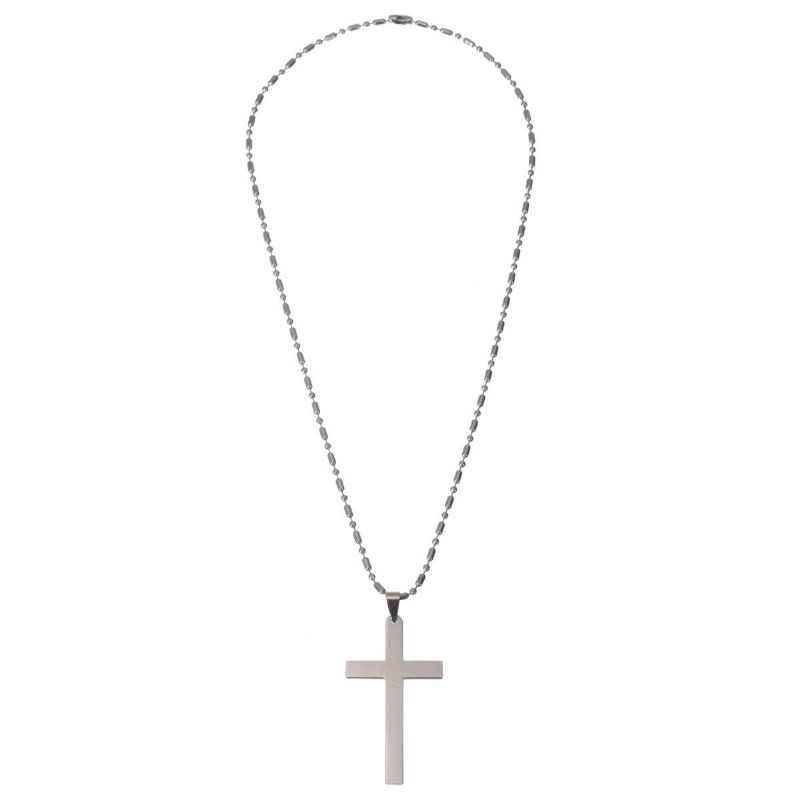 20'' Edelstahlkette Kreuz Silber Anhänger Halskette Schmuck Weihnachtsgeschenk