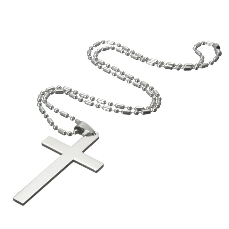 20'' Edelstahlkette Kreuz Silber Anhänger Halskette Schmuck Weihnachtsgeschenk