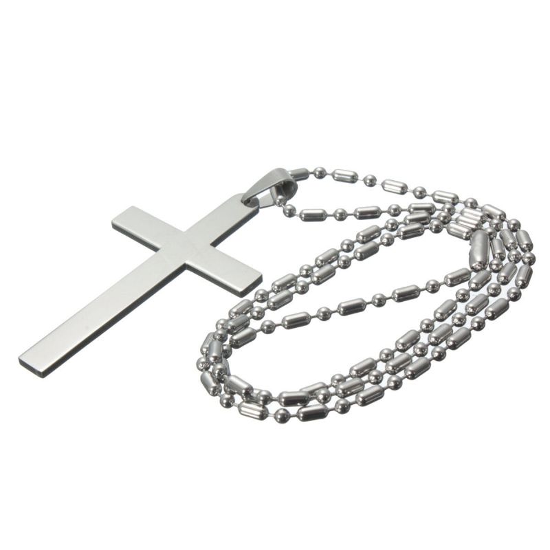 20'' Edelstahlkette Kreuz Silber Anhänger Halskette Schmuck Weihnachtsgeschenk