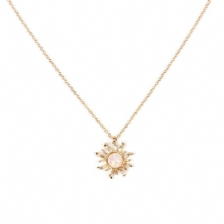 Fashion Silber Gold Sun Flower Anhänger Halskette Opalkette Statement Halskette Für Frauen