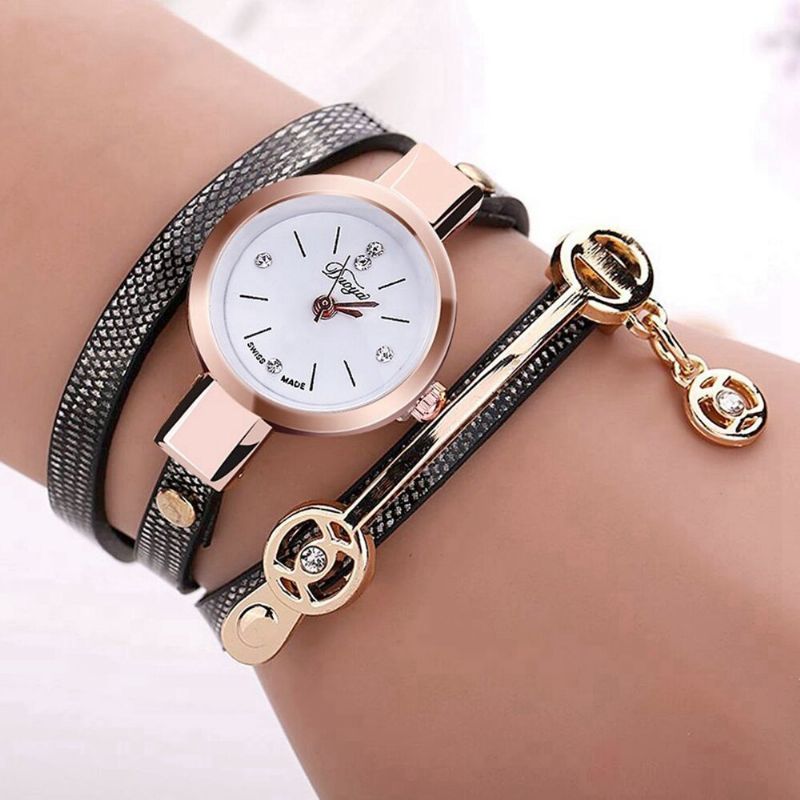 Arbeiten Sie Beiläufige Damen Diamand Pu-leder-bügel-frauen-armband-uhr-quarz-uhr Um