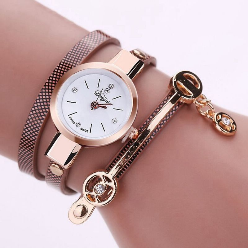 Arbeiten Sie Beiläufige Damen Diamand Pu-leder-bügel-frauen-armband-uhr-quarz-uhr Um