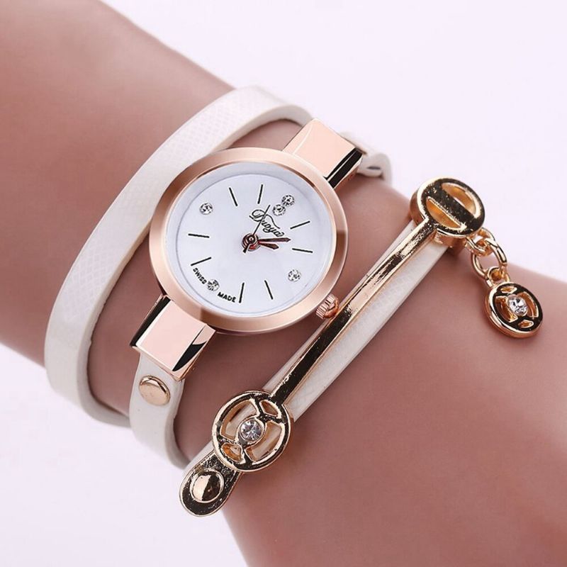 Arbeiten Sie Beiläufige Damen Diamand Pu-leder-bügel-frauen-armband-uhr-quarz-uhr Um