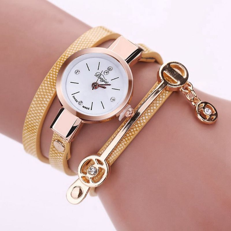 Arbeiten Sie Beiläufige Damen Diamand Pu-leder-bügel-frauen-armband-uhr-quarz-uhr Um