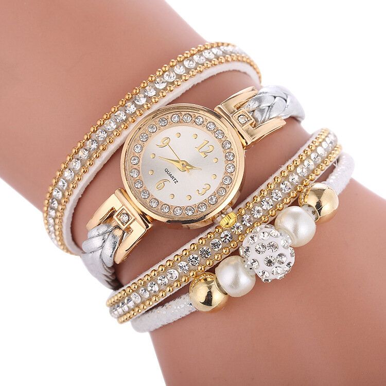 Art-und Weisekreis-armband-diamant-einfaches Vorwahlknopf-damen-kleid-frauen-quarz-uhr