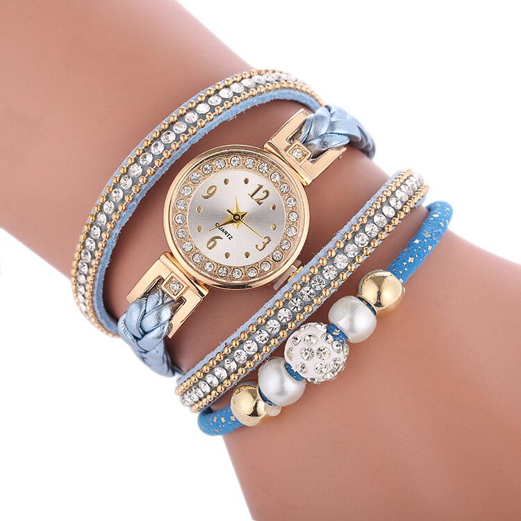 Art-und Weisekreis-armband-diamant-einfaches Vorwahlknopf-damen-kleid-frauen-quarz-uhr