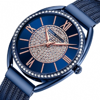 Beiläufiges Elegantes Rhinestones-dekorations-zifferblatt 3atm Wasserdichte Frauen-armbanduhr-quarz-uhr