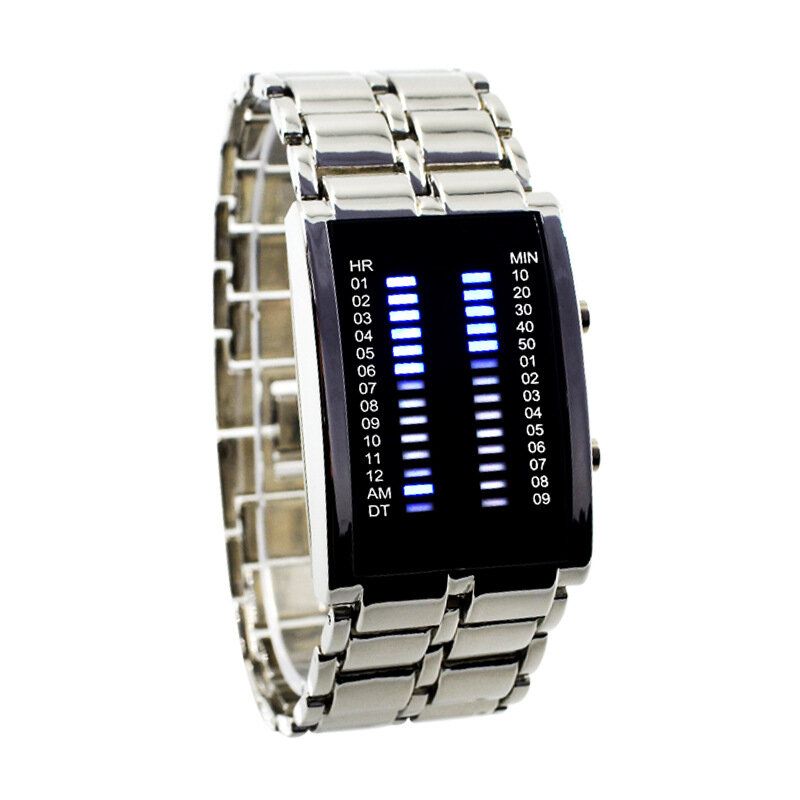 Binary Led Display Herren Business Luminous Wasserdichte Elektronische Digitaluhren