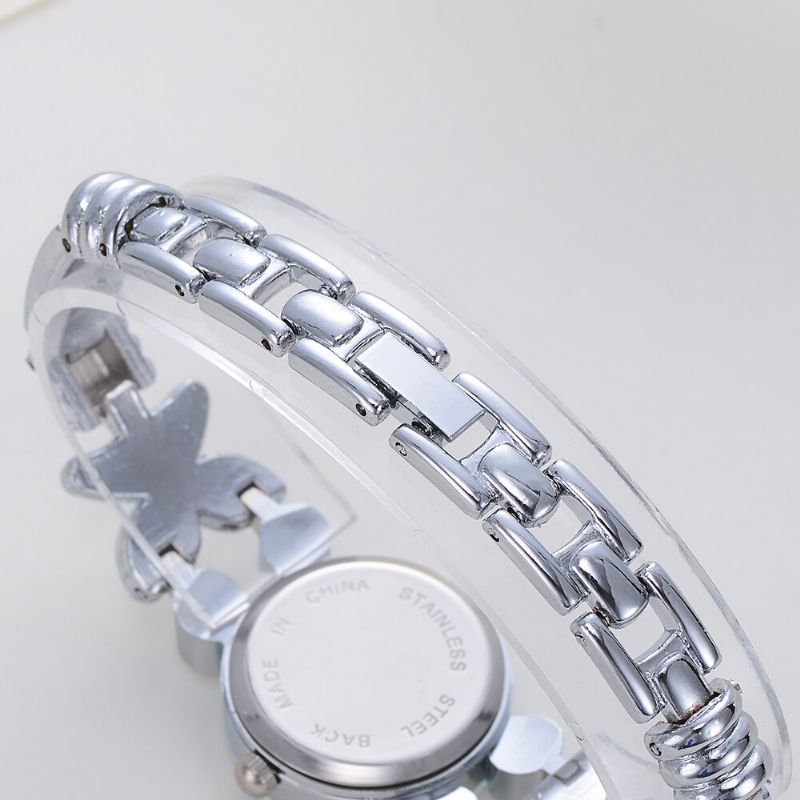 Blumen-kleid-damen-armband-uhr-kristalldiamant-kleines Vorwahlknopf-quarz-uhr