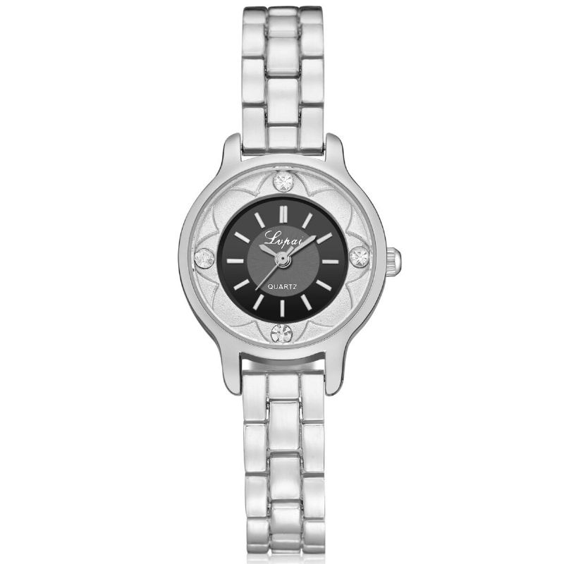 Blumendruck-zifferblatt-damen-armbanduhr-legierungs-diamant-quarz-uhr