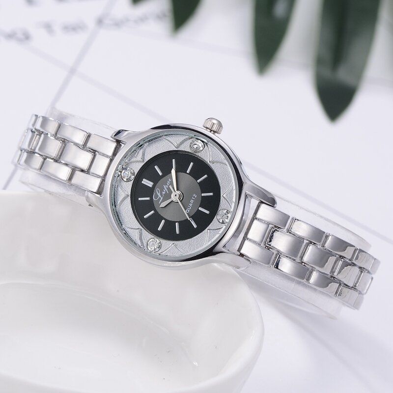 Blumendruck-zifferblatt-damen-armbanduhr-legierungs-diamant-quarz-uhr