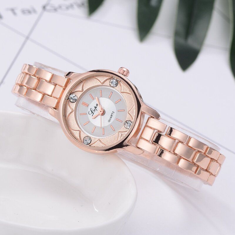 Blumendruck-zifferblatt-damen-armbanduhr-legierungs-diamant-quarz-uhr