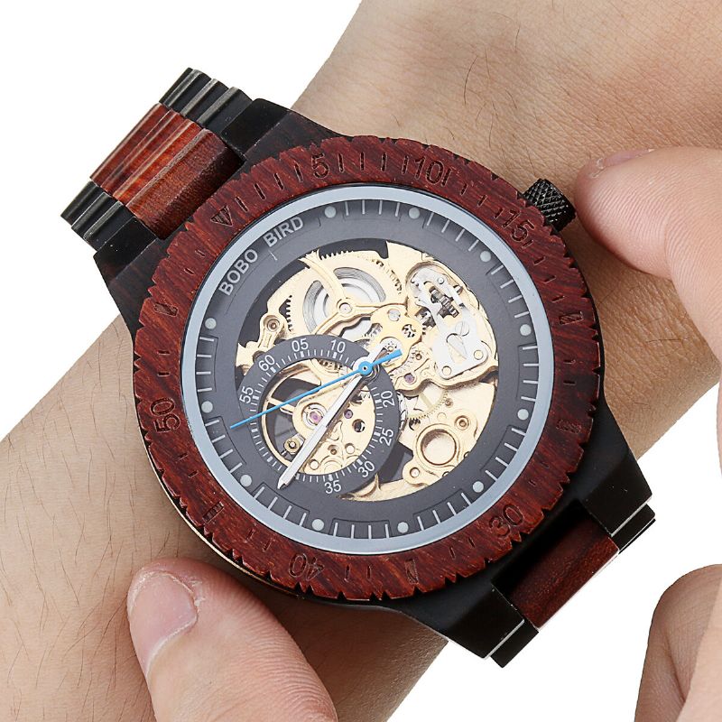 Bobo Bird R05 Männer Holz Leuchthand Armbanduhren Mechanische Uhr