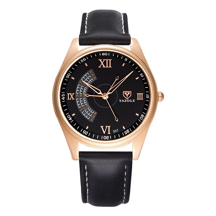 Business Casual Big Roman Numeral Dial Pu-lederband 3 Atm Wasserdichte Herren-quarzuhr