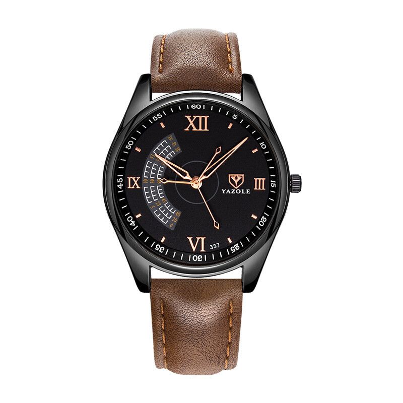 Business Casual Big Roman Numeral Dial Pu-lederband 3 Atm Wasserdichte Herren-quarzuhr