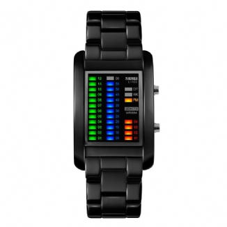 Business Style Led Display Armbanduhr Stahlband Creative Style Digitaluhr