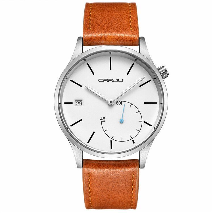 Casual Kalender Lederband Arbeitszifferblätter Herren Armbanduhr Quarzuhr