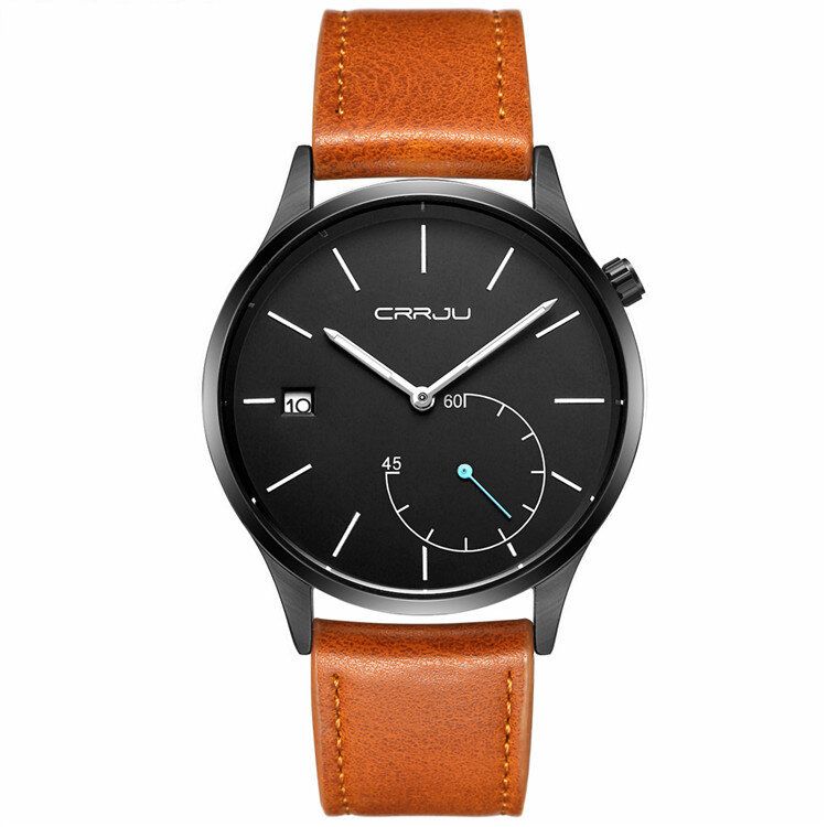 Casual Kalender Lederband Arbeitszifferblätter Herren Armbanduhr Quarzuhr