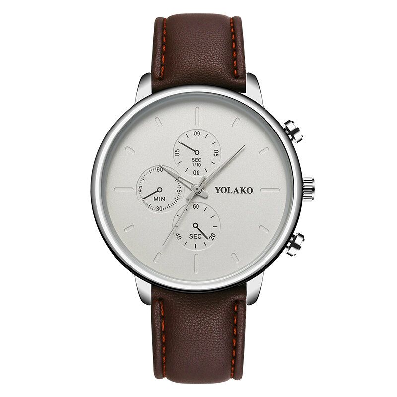 Casual Style Lederband Fahsion Herren Business Watch Quarzuhr