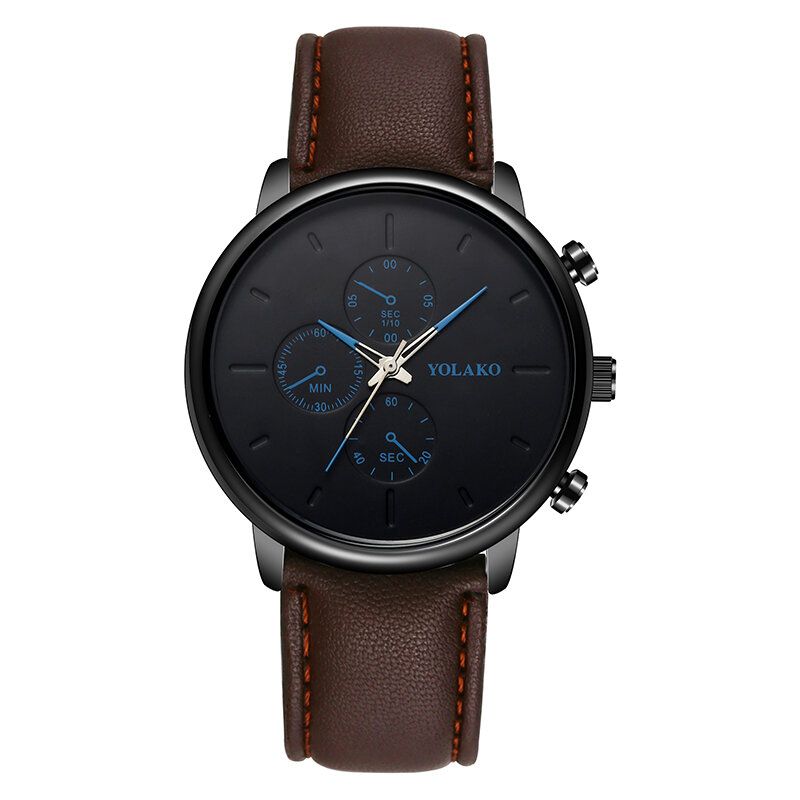 Casual Style Lederband Fahsion Herren Business Watch Quarzuhr