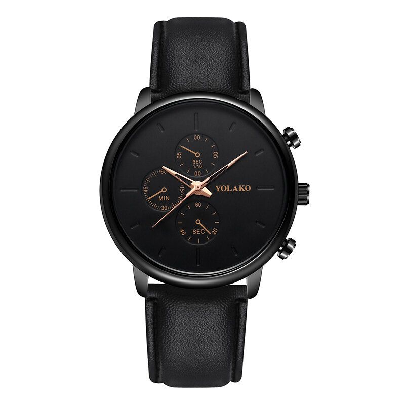 Casual Style Lederband Fahsion Herren Business Watch Quarzuhr