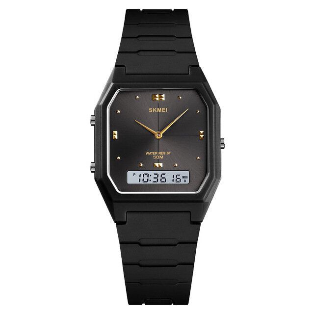 Casual Style Pu Band Dual Display Watch 5atm Wasserdichte Stoppuhr Damenuhr