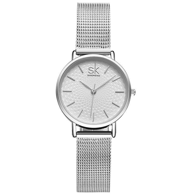 Casual Style Ultra Thin Damen Armbanduhr Mesh Stahlband Quarzuhr