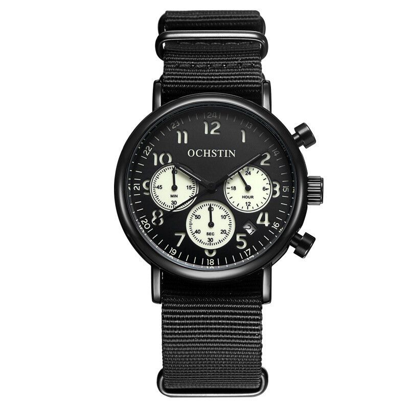 Chronograph Casual Style Herren Armbanduhr Echtes Lederband Quarzuhr