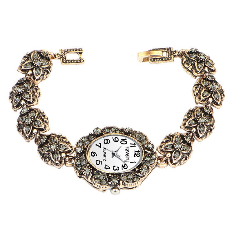 Damen-armbanduhr Im Retro-stil Kristall-luxus-quarzuhr