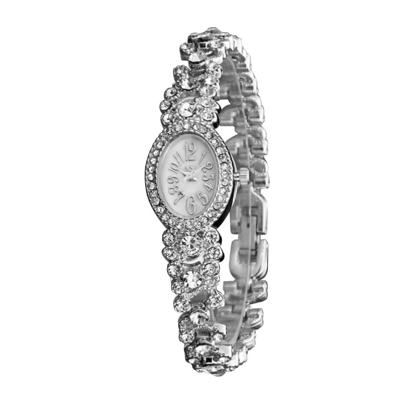 Deffrun Luxury Delicate Mit Diamanten Ovales Zifferblatt Damen Wasserdicht Edelstahlarmband Quarzuhr