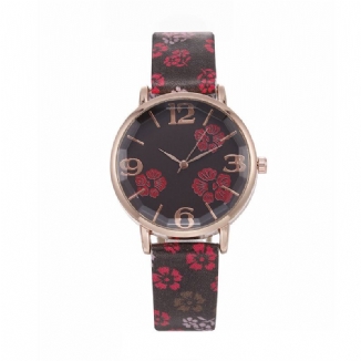 Deffrun Retro Art-blume Druckte Frauen-armbanduhr-chinesische Art-quarz-uhren