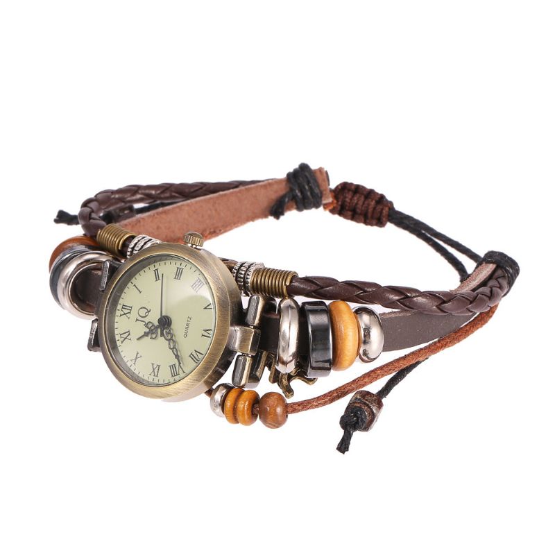 Deffrun Retro-art-frauen-armband-uhr-korn-eiffelturm-anhänger-quarz-uhr